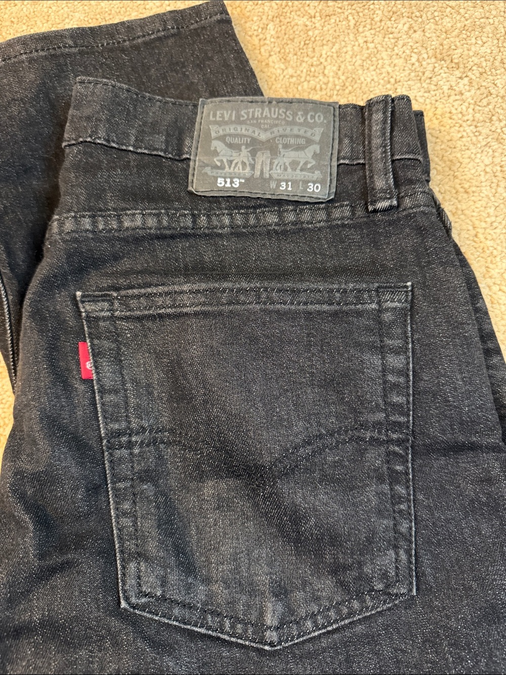 Levi's Black Slim Jeans - 513 Back Pocket View